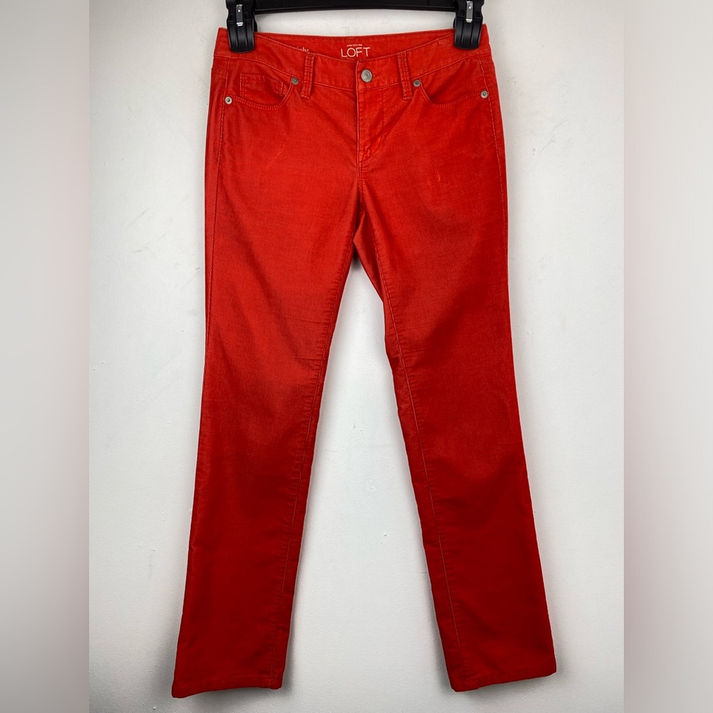 Ann Taylor LOFT size 26/2P Women’s Red Orange Corduroy Modern Straight Pants